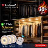 Pack of 3 LED Remote Control Lights – Tap Lights with Self Adhesive for Cabinet, Wardrobe & Kitchen upto 50% OFF