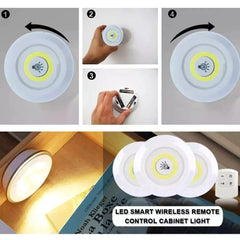 Pack of 3 LED Remote Control Lights – Tap Lights with Self Adhesive for Cabinet, Wardrobe & Kitchen upto 50% OFF
